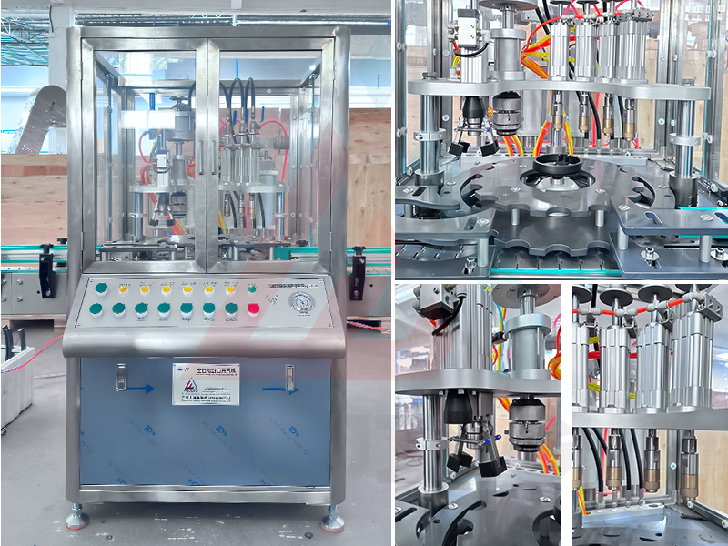 Immagine di dettaglio della macchina per il riempimento e la sigillatura di gas aerosol