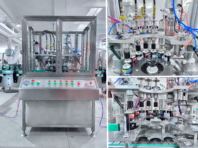 Linea di riempimento automatico di aerosol lubrificante QGJ70 - Alta precisione ±1% 60-70 lattine al minuto